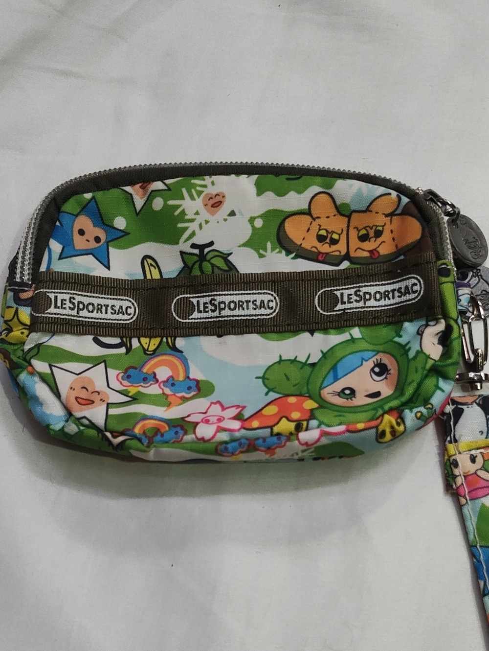 LeSportsac Kids Green and White Character Wristlet Pouch